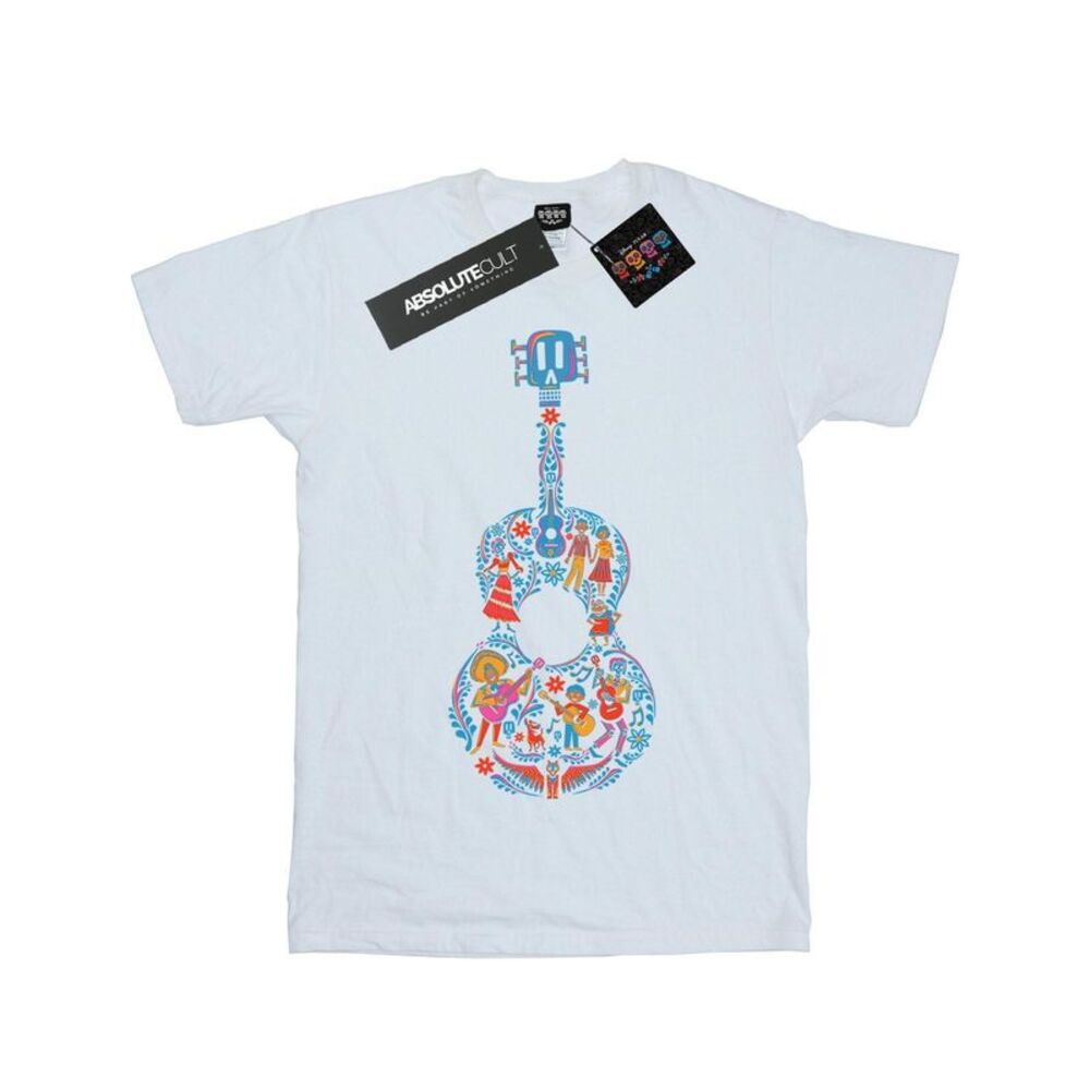Coco Girls Guitar Cotton T-Shirt / White